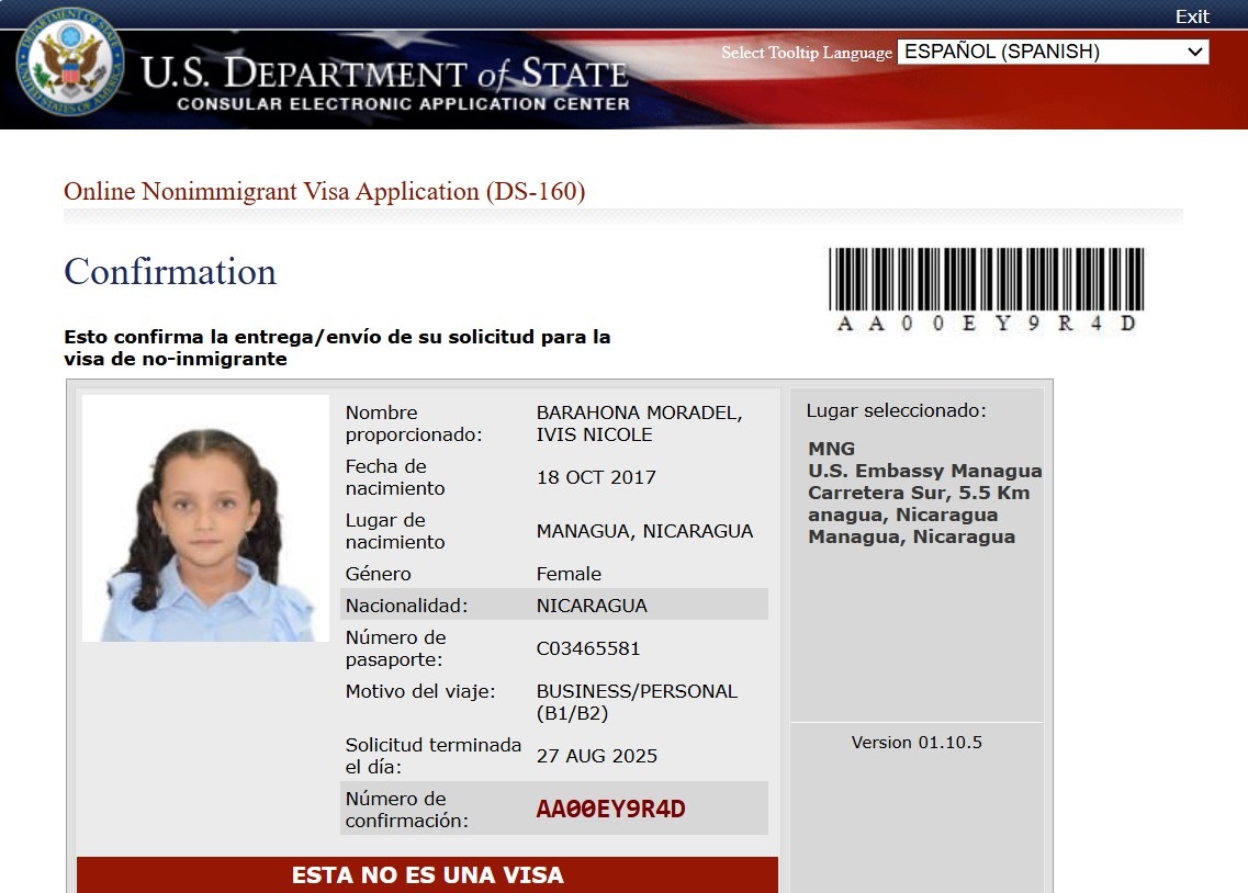 Visa Americana Niño